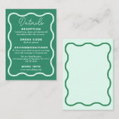 Mint Wavy Retro bruiloft Informatiekaartje (Voorkant / Achterkant)