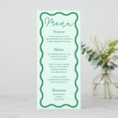 Mint Wavy Retro bruiloft Menu (Staand voorkant)