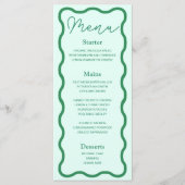 Mint Wavy Retro bruiloft Menu (Voorkant)
