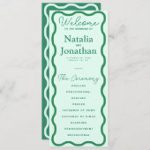 Mint Wavy Retro bruiloft Programmakaart (Voorkant / Achterkant)