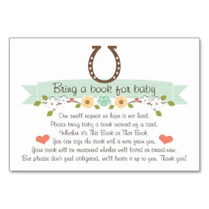 Mint Western Hoefijzer Baby Book Request Card Kaart