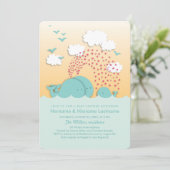 Mint Whales Sunset Neutral Couples Baby shower Kaart (Staand voorkant)