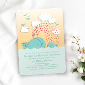 Mint Whales Sunset Neutral Couples Baby shower Kaart