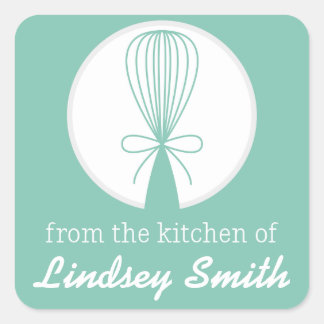 Mint Whisk Silhouet Keukenlabels Vierkante Sticker
