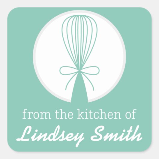 Mint Whisk Silhouet Keukenlabels Vierkante Sticker (Voorkant)