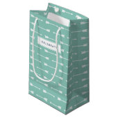 Mint & White Arrows Pattern Gepersonaliseerd Gift Klein Cadeauzakje (Voorkant Gekanteld)