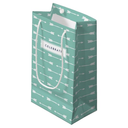 Mint & White Arrows Pattern Gepersonaliseerd Gift  Klein Cadeauzakje (Voorkant Gekanteld)