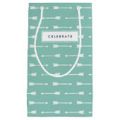 Mint & White Arrows Pattern Gepersonaliseerd Gift  Klein Cadeauzakje (Voorkant)