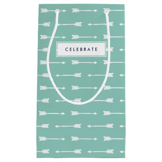 Mint & White Arrows Pattern Gepersonaliseerd Gift Klein Cadeauzakje (Voorkant)