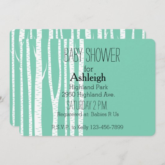 Mint White Birch Trees baby shower Kaart (Voorkant / Achterkant)