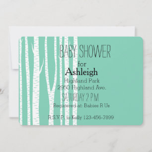 Mint White Birch Trees baby shower Kaart