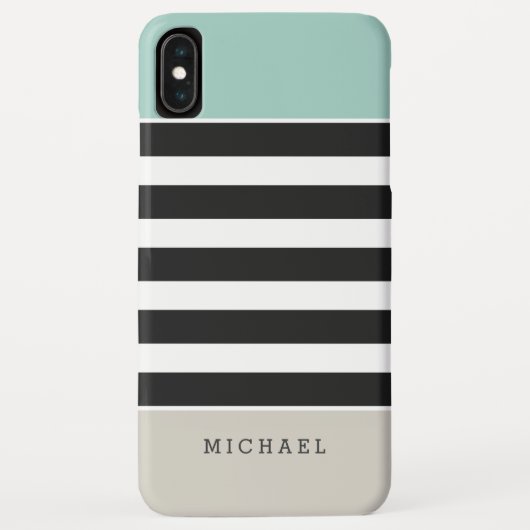Mint White Black Beige Stripes - Eenvoudig elegant Case-Mate iPhone Case (Achterkant)