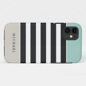 Mint White Black Beige Stripes - Eenvoudig elegant Case-Mate iPhone Case (Achterkant (horizontaal))