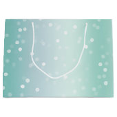 Mint White Bokeh Dots Bow Cupcake Christmas Groot Cadeauzakje (Voorkant)