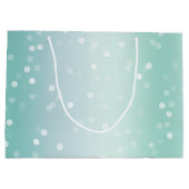 Mint White Bokeh Dots Bow Cupcake Christmas Groot Cadeauzakje (Achterkant)