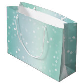 Mint White Bokeh Dots Bow Cupcake Christmas Groot Cadeauzakje (Achterkant Gekanteld)