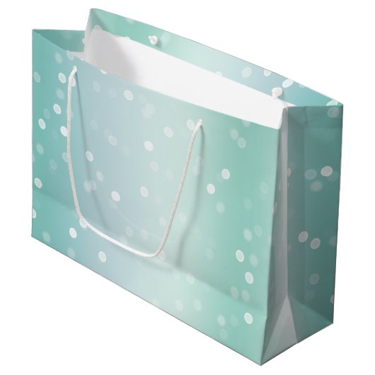 Mint White Bokeh Dots Bow Cupcake Christmas Groot Cadeauzakje (Voorkant Gekanteld)