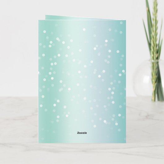 Mint White Bokeh Dots Bow Cupcake Christmas Kaart (Achterkant)