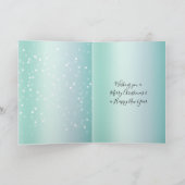 Mint White Bokeh Dots Bow Cupcake Christmas Kaart (Binnen)