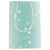 Mint White Bokeh Dots Bow Cupcake Christmas Medium Cadeauzakje (Voorkant)