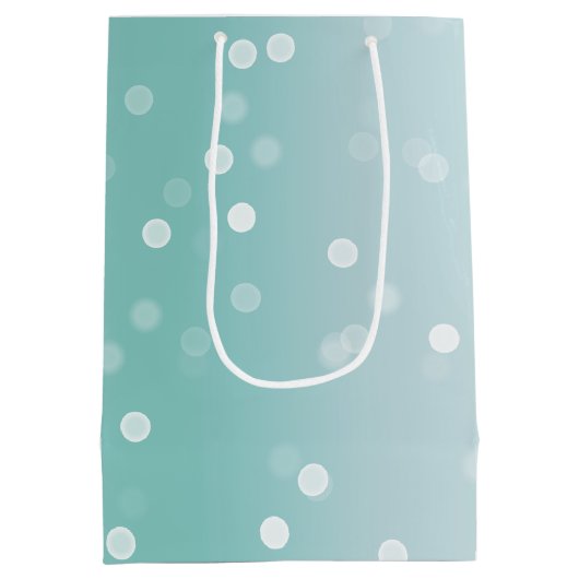 Mint White Bokeh Dots Bow Cupcake Christmas Medium Cadeauzakje (Achterkant)