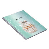 Mint White Bokeh Dots Bow Cupcake Notitieboek (Rechterzijde)