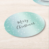 Mint White Bokeh Dots Celebration Ronde Kartonnen Onderzetter (Gebogen)