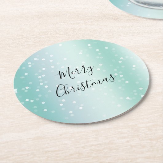 Mint White Bokeh Dots Celebration Ronde Kartonnen Onderzetter (Gebogen)