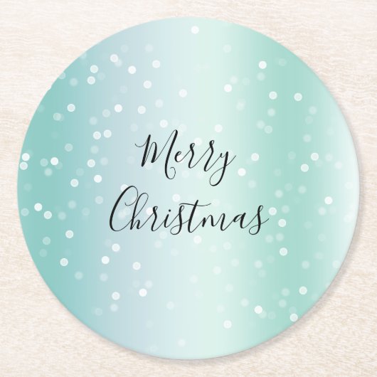 Mint White Bokeh Dots Celebration Ronde Kartonnen Onderzetter (Voorkant)