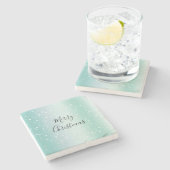 Mint White Bokeh Dots Celebration Stenen Onderzetter (Zijkant)