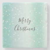 Mint White Bokeh Dots Celebration Stenen Onderzetter (Voorkant)