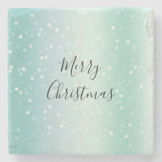 Mint White Bokeh Dots Celebration Stenen Onderzetter (Voorkant)