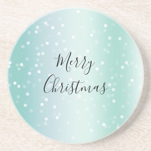 Mint White Bokeh Dots Celebration Zandsteen Onderzetter (Voorkant)