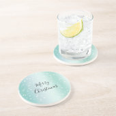 Mint White Bokeh Dots Celebration Zandsteen Onderzetter (Zijkant)