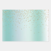 Mint White Bokeh Gold Glitter Confetti Christmas Inpakpapier Vel (Voorkant 3)