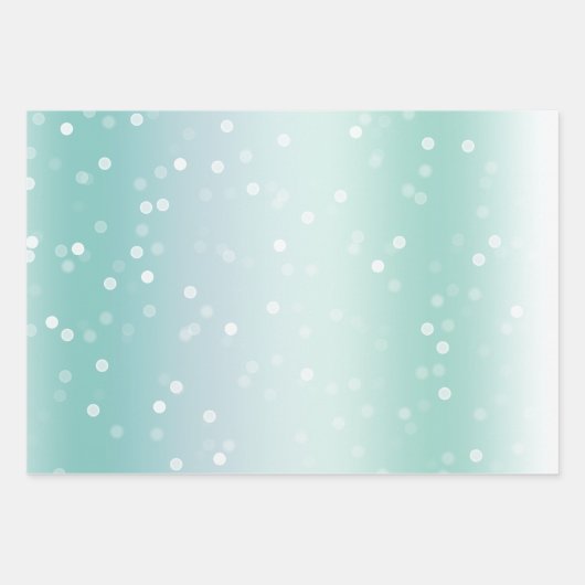Mint White Bokeh Gold Glitter Confetti Christmas Inpakpapier Vel (Voorkant)