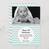 Mint & White Chevron Baby Birth Announement Aankondiging (Voorkant / Achterkant)
