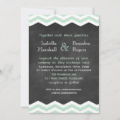 Mint & White Chevron Chalkboard Wedding Uitnodigin Kaart (Voorkant)