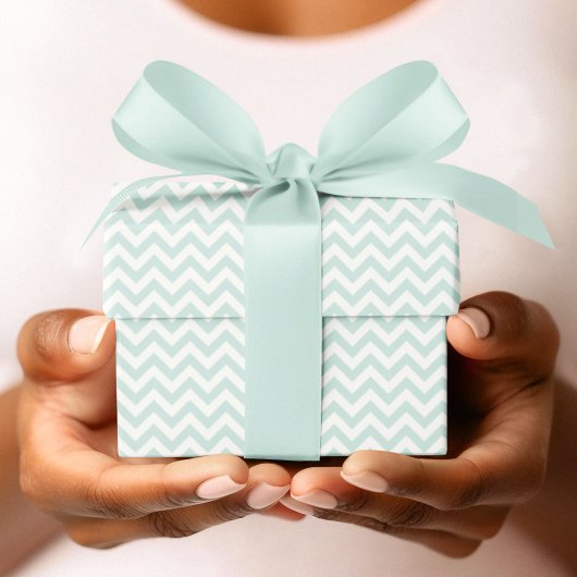 Mint & White Chevron Stripe Baby shower Cadeaupapier
