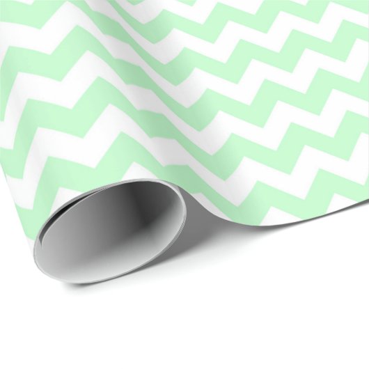 Mint White Chevron Zig-Zag Pattern Cadeaupapier (Rol Hoek)