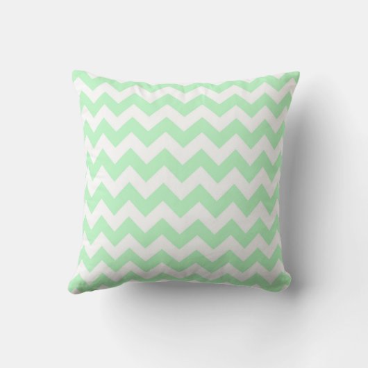 Mint White Chevron Zig-Zag Pattern Kussen (Achterkant)