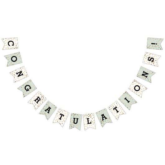 Mint White Faux Gold Glitter-Stippen gefeliciteerd Vlaggetjes (Alle)