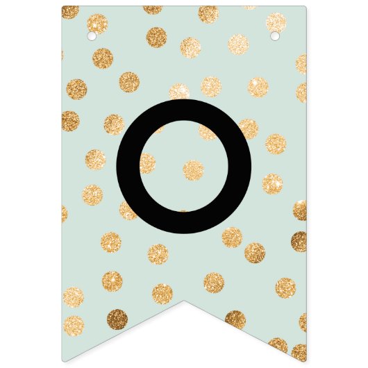 Mint White Faux Gold Glitter-Stippen gefeliciteerd Vlaggetjes (Tweede vlag)