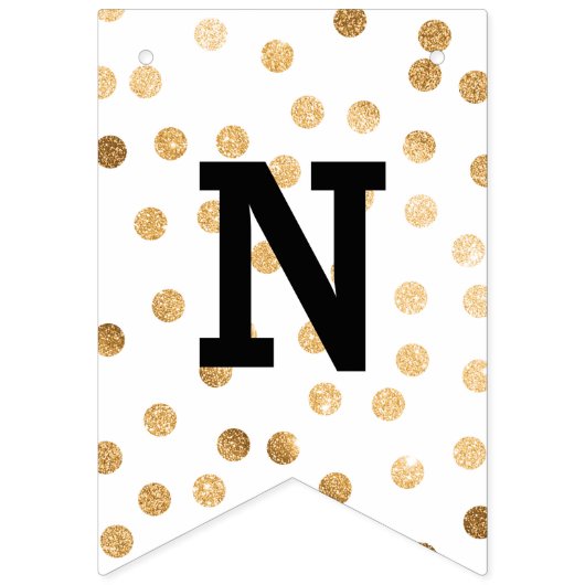 Mint White Faux Gold Glitter-Stippen gefeliciteerd Vlaggetjes (Derde vlag)