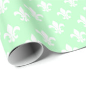 Mint White Fleur de Lis Pattern Cadeaupapier (Rol Hoek)