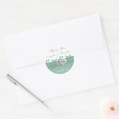 Mint, White Floral Hearts Wedding for Sticker (Envelop)