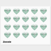 Mint, White Floral Hearts Wedding for Sticker (Vel)
