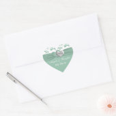 Mint, White Floral Hearts Wedding for Sticker (Envelop)