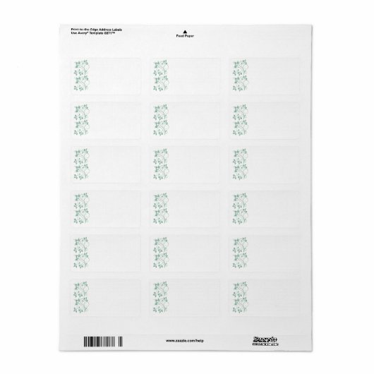 Mint, White Floral Print-at-home label (Full Sheet)