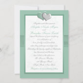 Mint, White Floral PRINTED Ribbon Wedding Invite Kaart (Achterkant)